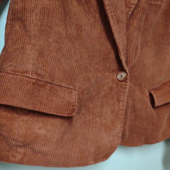 Vintage Kathy Davis Burnt Orange Corduroy Blazer Jacket Size 10 - Picture 3 of 10